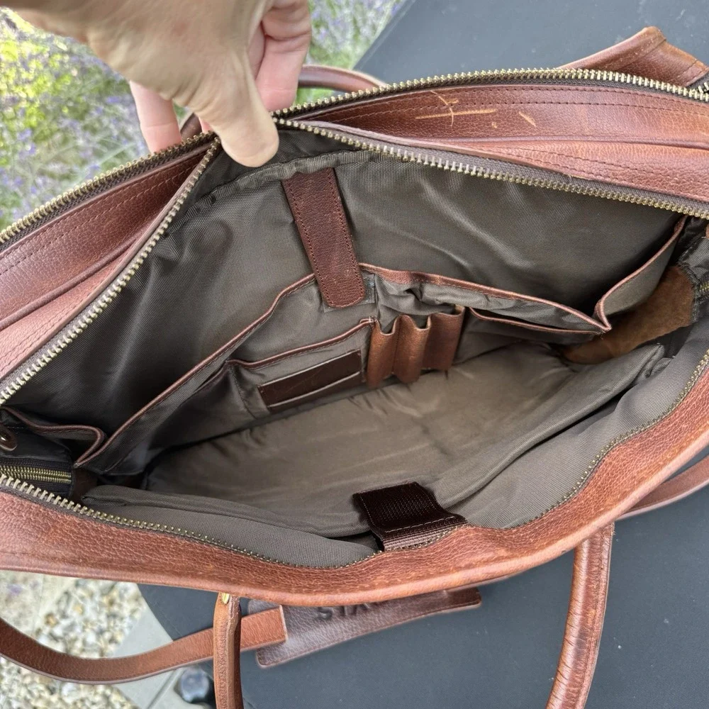 Vtg 2006 Orvis Leather Briefcase with Tag Brown Messenger Bag Computer Traveler